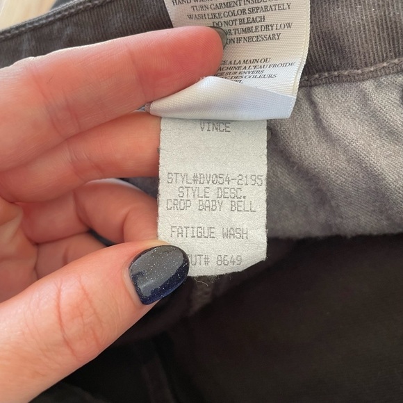 Vince Fatigue Gray Stretch Denim Cropped Baby Bell Jeans Size 30 DV051-2195 EUC - Picture 8 of 9